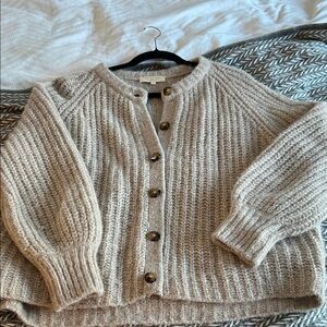 Sezane Cozy Cream Knit Cardigan Sweater